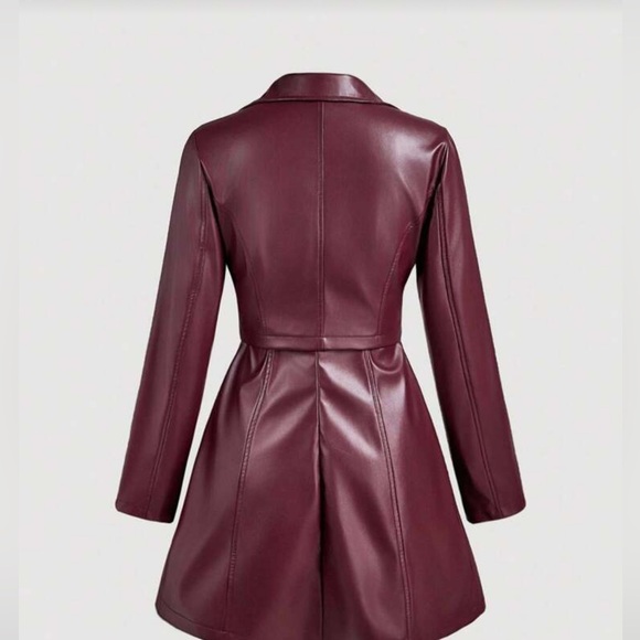 Passion of Essence Deep Burgundy Faux Leather Dress and Jacket - Picture 4 of 8
